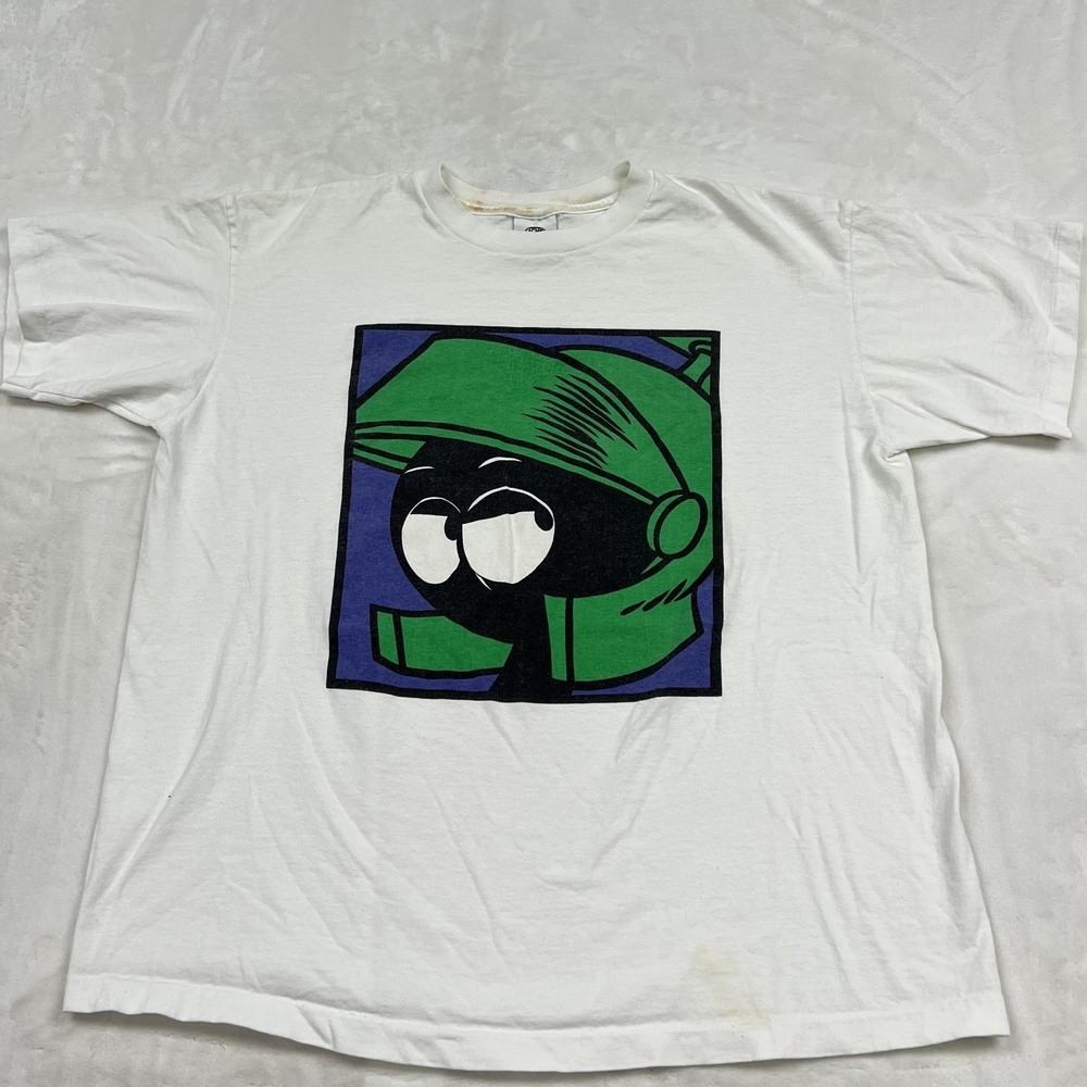 Looney Tunes T-Shirt Mens XL White Marvin the Martian Vintage Graphic 90s G1